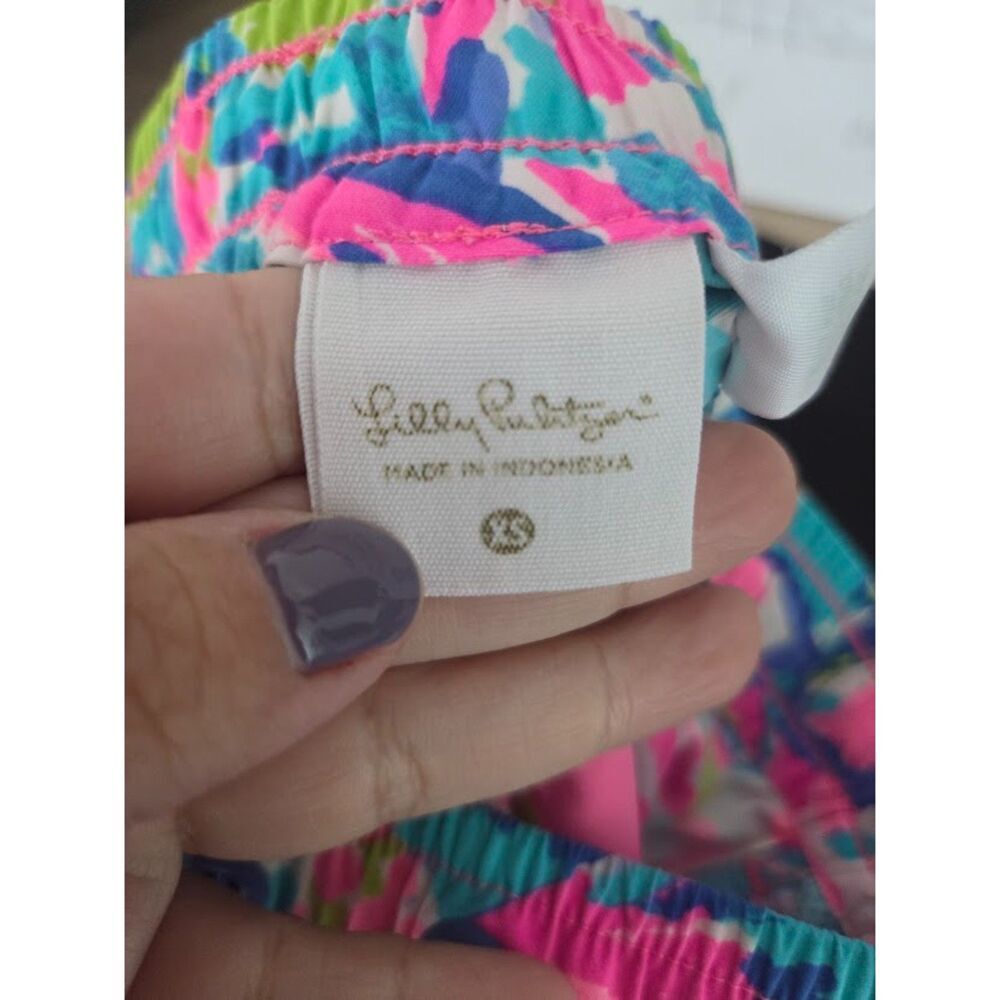 Lilly Pulitzer Pink Blue Pasley Drawstring 4" Inseam Active Shorts size X-Small - Picture 6 of 6